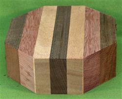 Bowl #412 - Peruvian Walnut, Purpleheart & Mahogany Striped Segmented Bowl Blank ~ 6" x 2" ~ $24.99